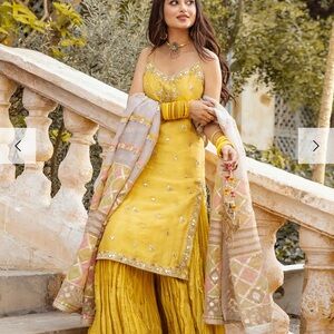 Vibrant Yellow Embroidered Dress with Dupatta